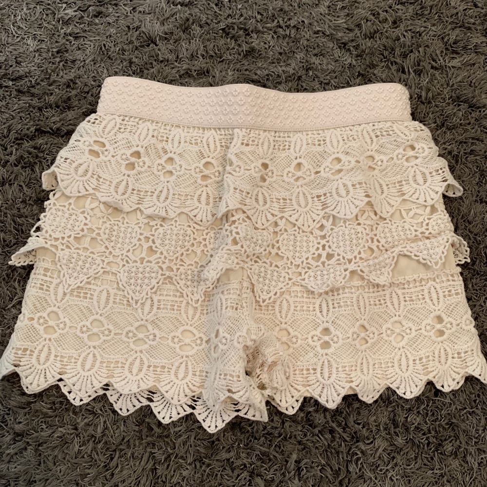 Off white lace shorts